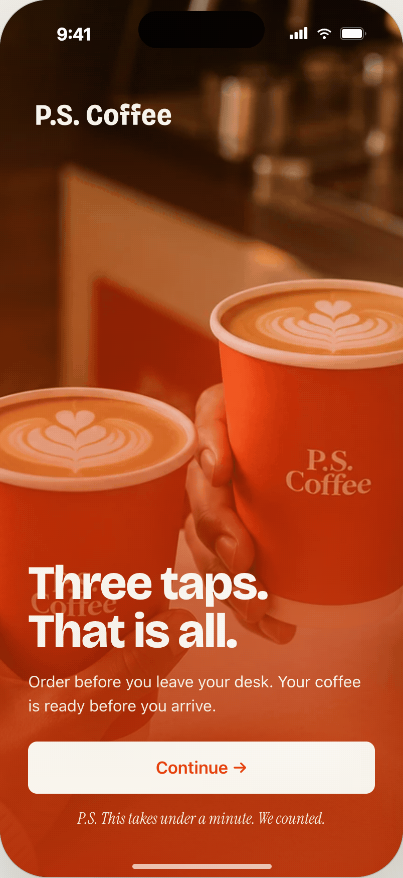 P.S. Coffee app onboarding flow