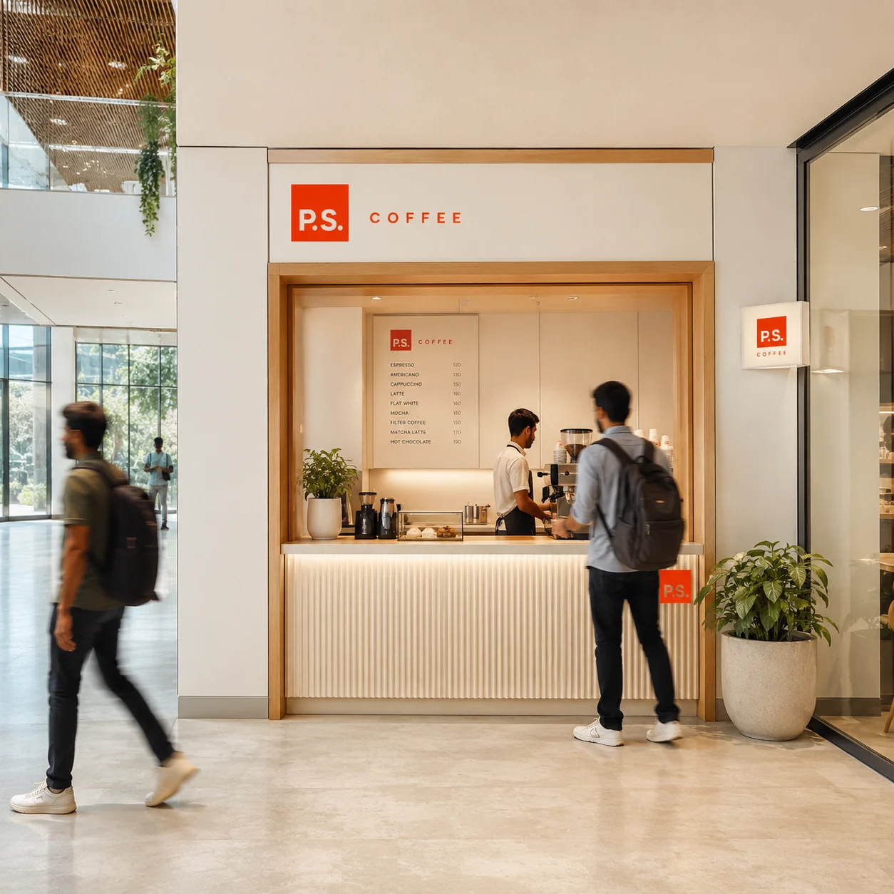 Concept visual of a P.S. Coffee Pod in a shared workspace